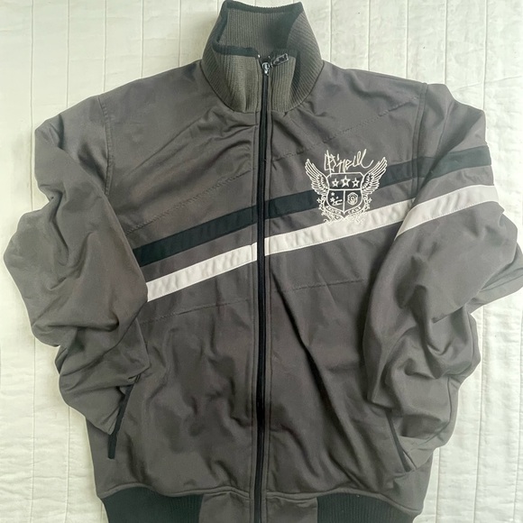 Y2K O’Neill Taupe Track Jacket Zip-Up Striped Logo Size S 2000s - Picture 3 of 12